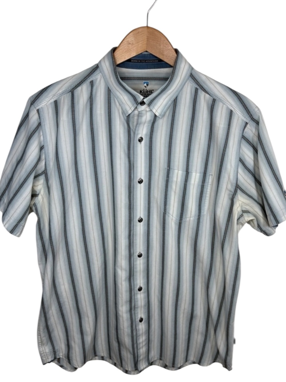 Kuhl Bohemian Blue Striped Ultra Lightweight Shirt Men's Size L BLEMISH